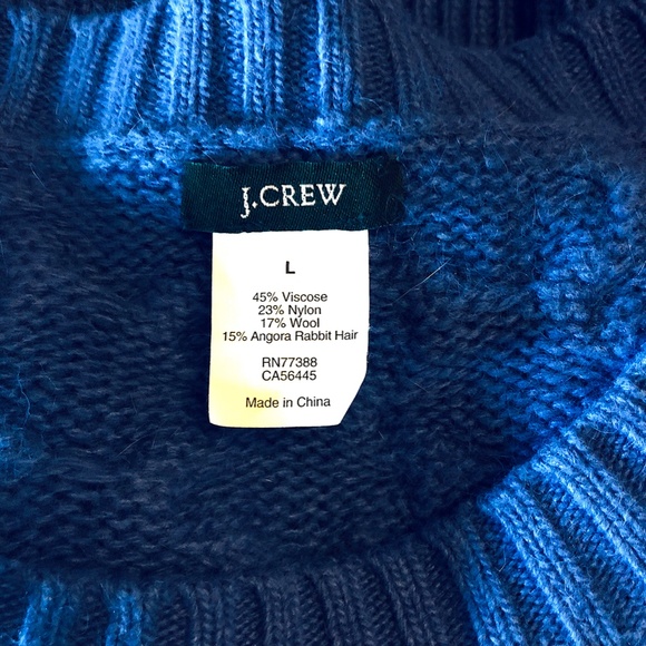 J.Crew Classic Blue Cable-Knit Crewneck Sweater - Picture 11 of 12